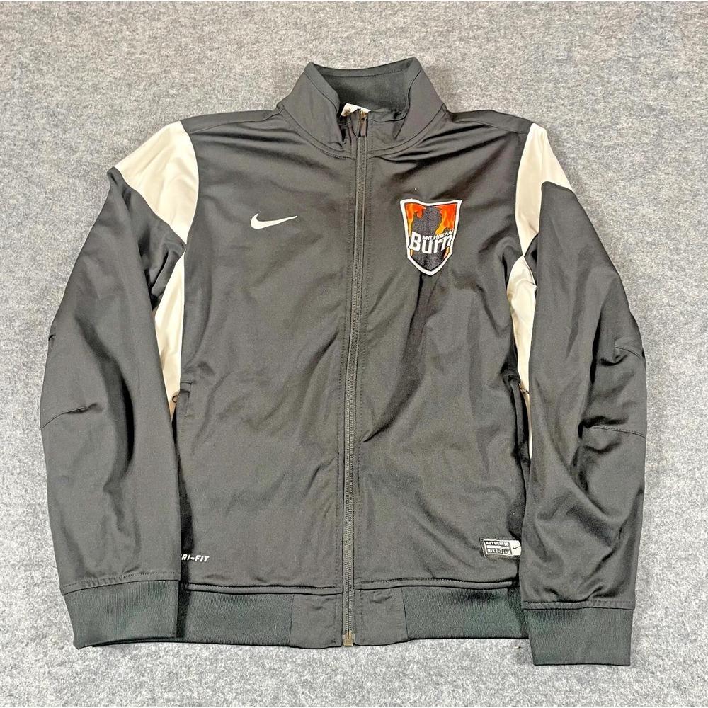 Nike Jacket Boys XL Black Full Zip Track Swoosh Embroidered Soccer Futbol School